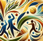 An abstract, uplifting illustration symbolizing after-school tutoring and sports
